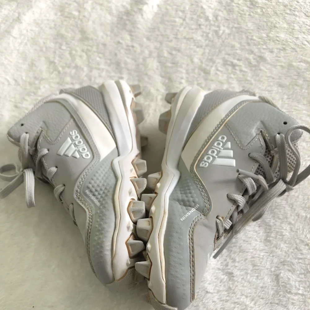 adidas Kids Gray and White Athletic Cleats
